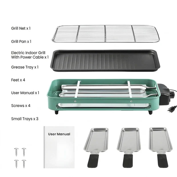 2-in-1 Electric Indoor Grill with Grill Plate