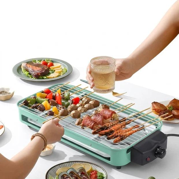 2-in-1 Electric Indoor Grill with Grill Plate