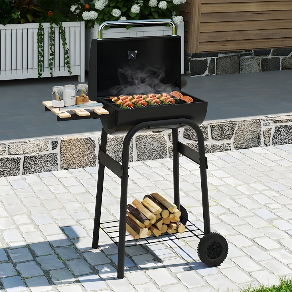24-Inch Portable Charcoal Grill with Side Table