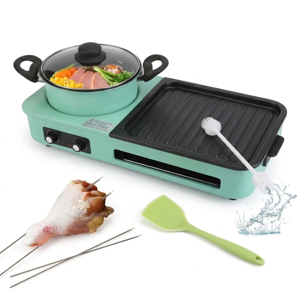 3-in-1 Electric Grill with Hot Pot & Frying Pan