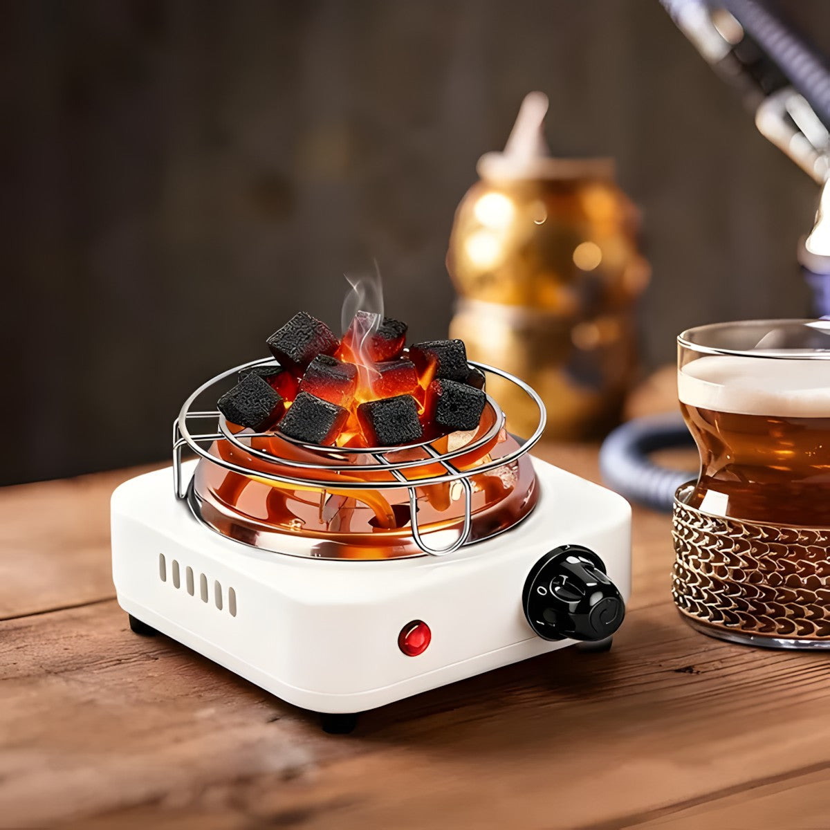 500W Electric Charcoal Burner with 5 Heat Settings