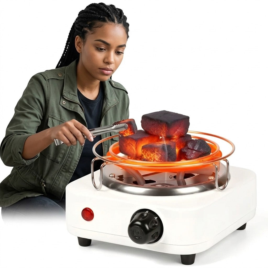 500W Electric Charcoal Burner with 5 Heat Settings