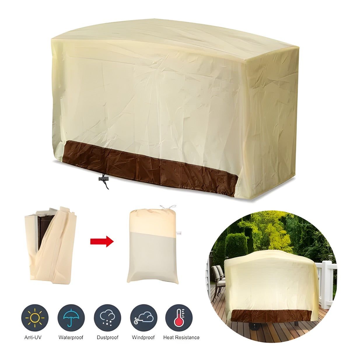 Beige BBQ Grill Cover Inch Outdoor Cover