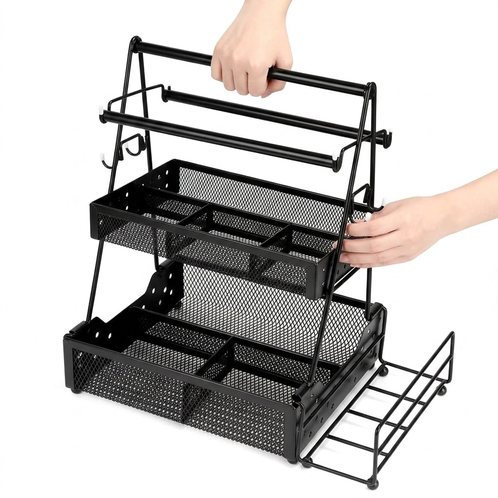 Grill Utensil Caddy with Storage Compartments & Hooks