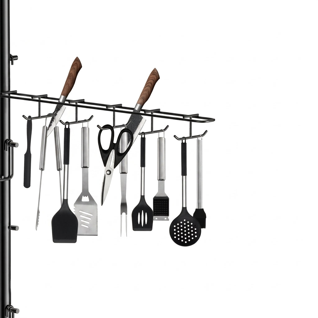 Outdoor Griddle Caddy with Baskets, Hooks & Paper Towel Holder