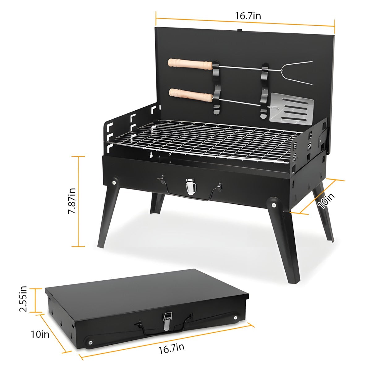 Portable Charcoal BBQ Grill with 3 Adjustable Heights
