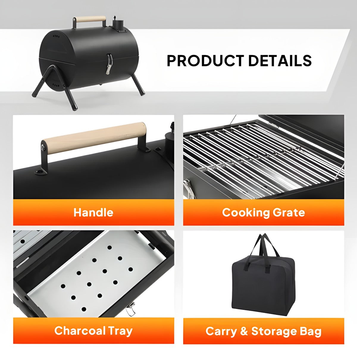 Portable Charcoal Grill with Double-Sided Cooking Design