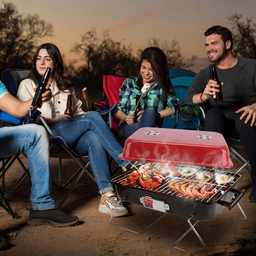 Portable Foldable Charcoal Grill with Lid